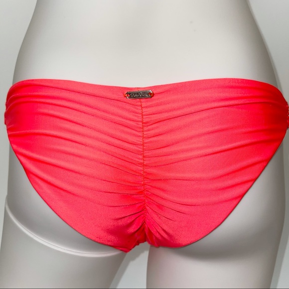 BEACH BUNNY Cosmic Crystal/Rhinestone Coral Bikini swim Set Large/Small neon